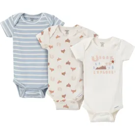 3-Pack Baby Boys Woodland Critters Onesies® Bodysuits