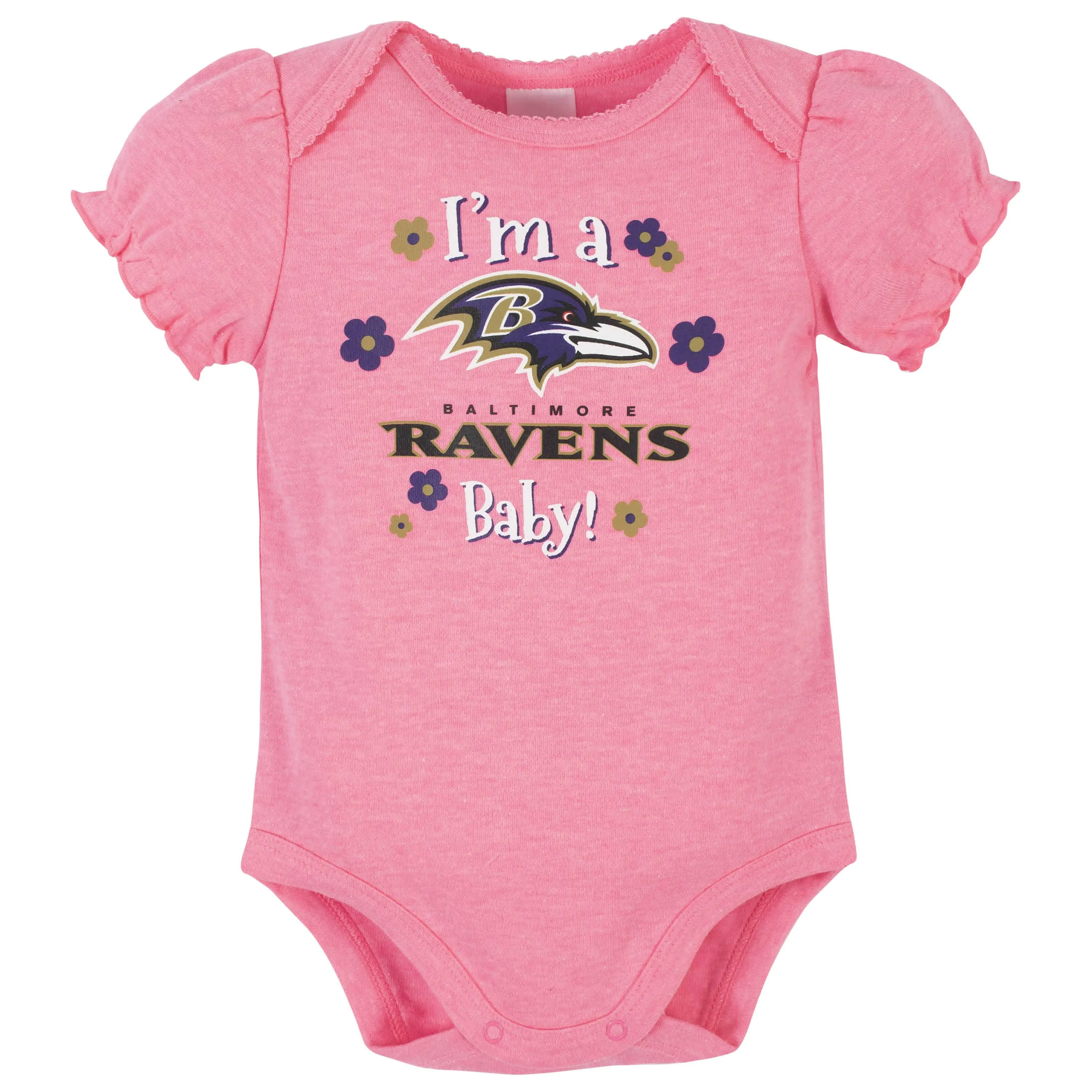 3-Pack Baby Girls Baltimore Ravens Short Sleeve Bodysuits