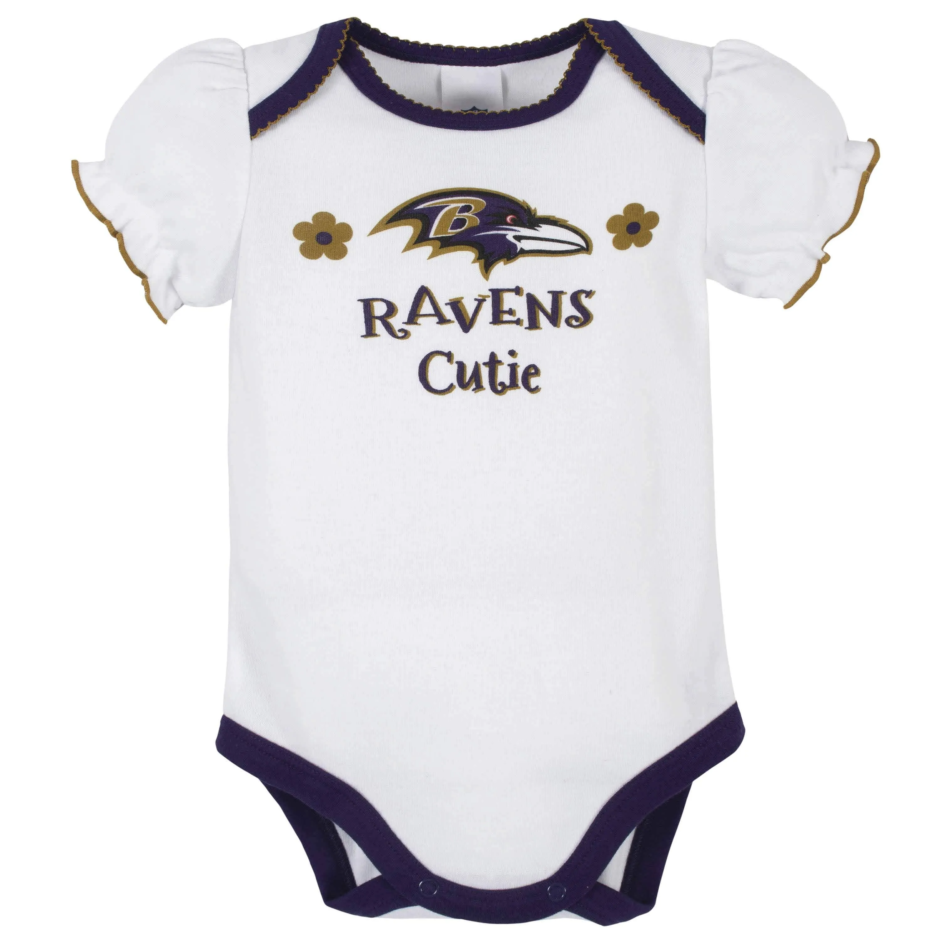 3-Pack Baby Girls Baltimore Ravens Short Sleeve Bodysuits