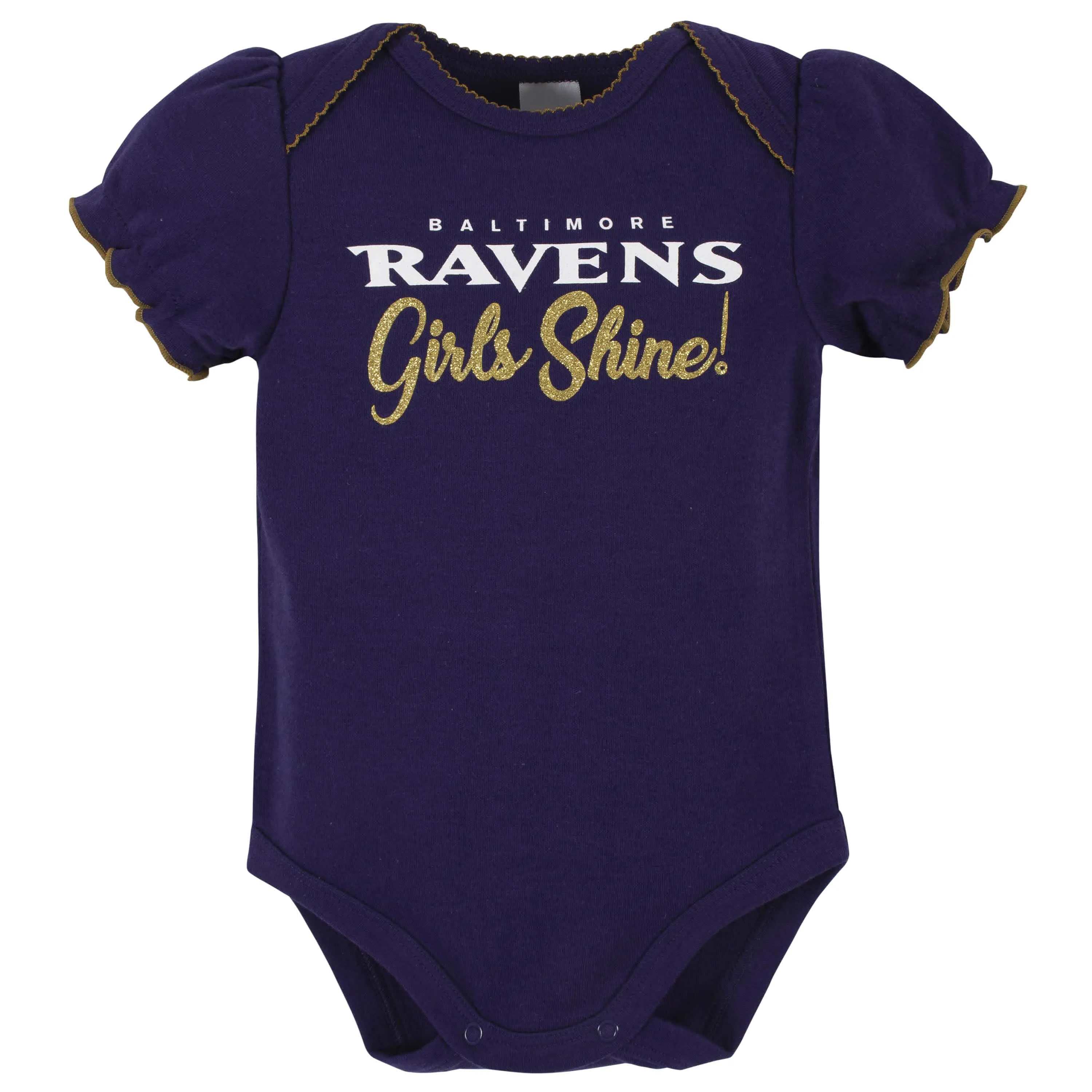 3-Pack Baby Girls Baltimore Ravens Short Sleeve Bodysuits