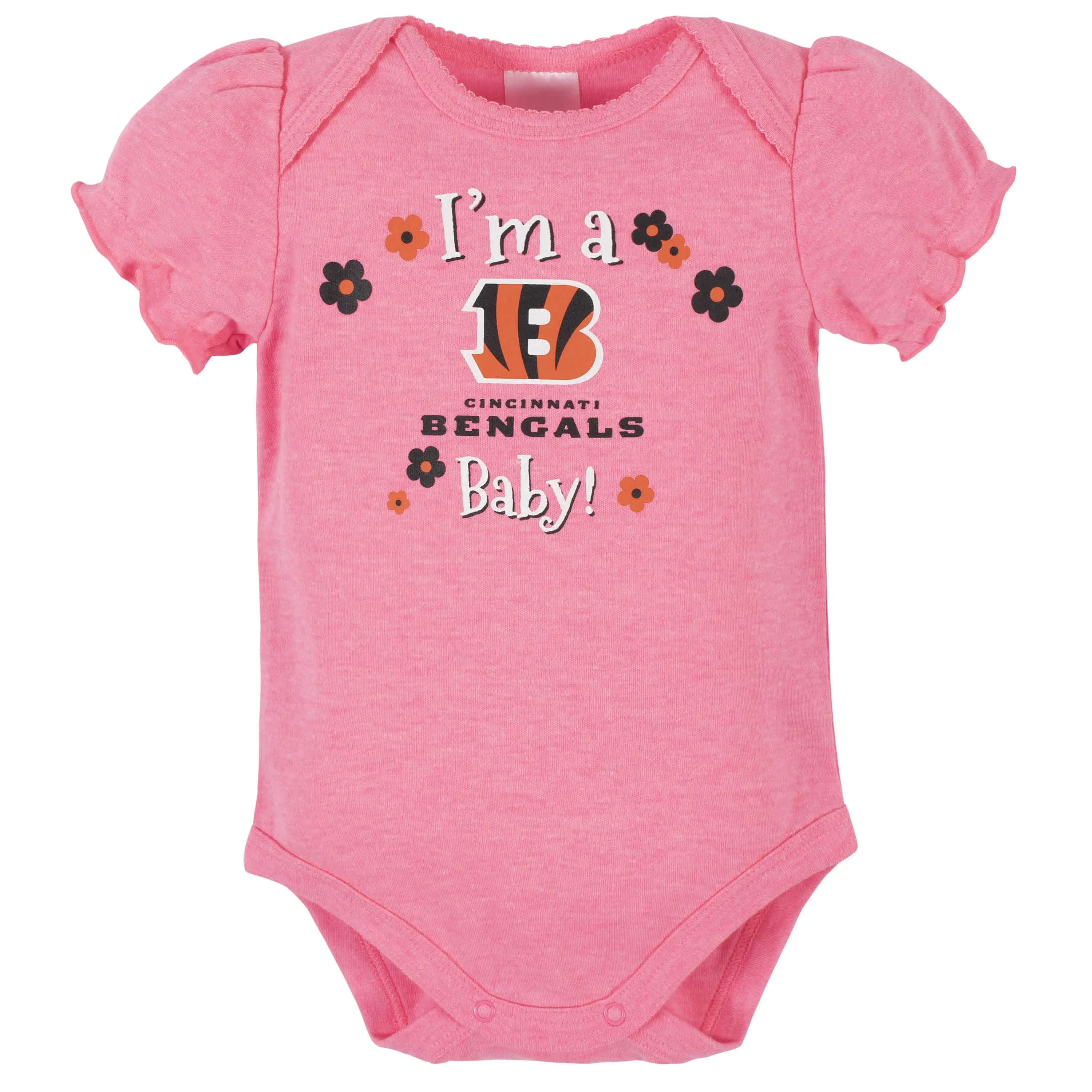 3-Pack Baby Girls Cincinnati Bengals Short Sleeve Bodysuits