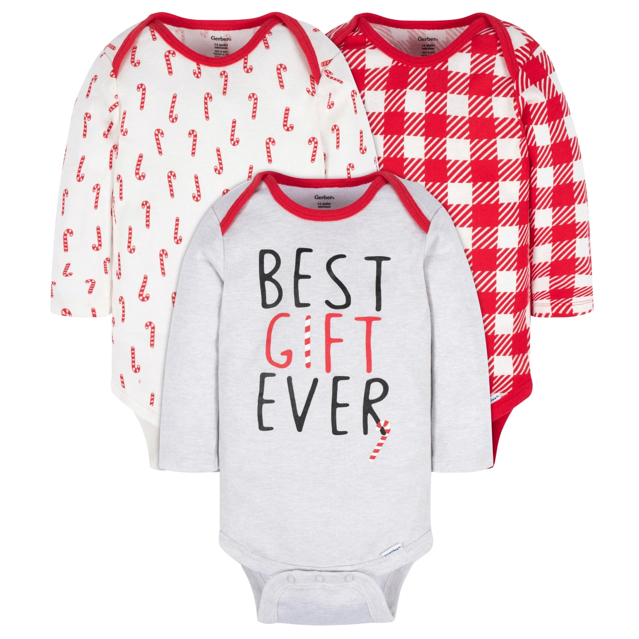 3-Pack Baby Neutral Best Gift Ever Long Sleeve Onesies® Bodysuits