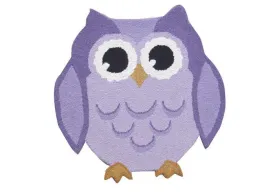 3' x 3' Hootie Patootie Purple Owl Hand Tufted Wool Rug