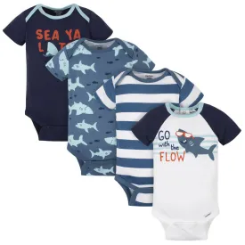 4-Pack Baby Boys Sharks Short Sleeve Onesies® Bodysuits