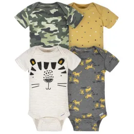 4-Pack Baby Boys Tiger Short Sleeve Onesies® Bodysuits