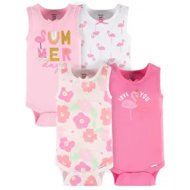 4-Pack Baby Girls Summer Blossom Tank Onesies® Bodysuits