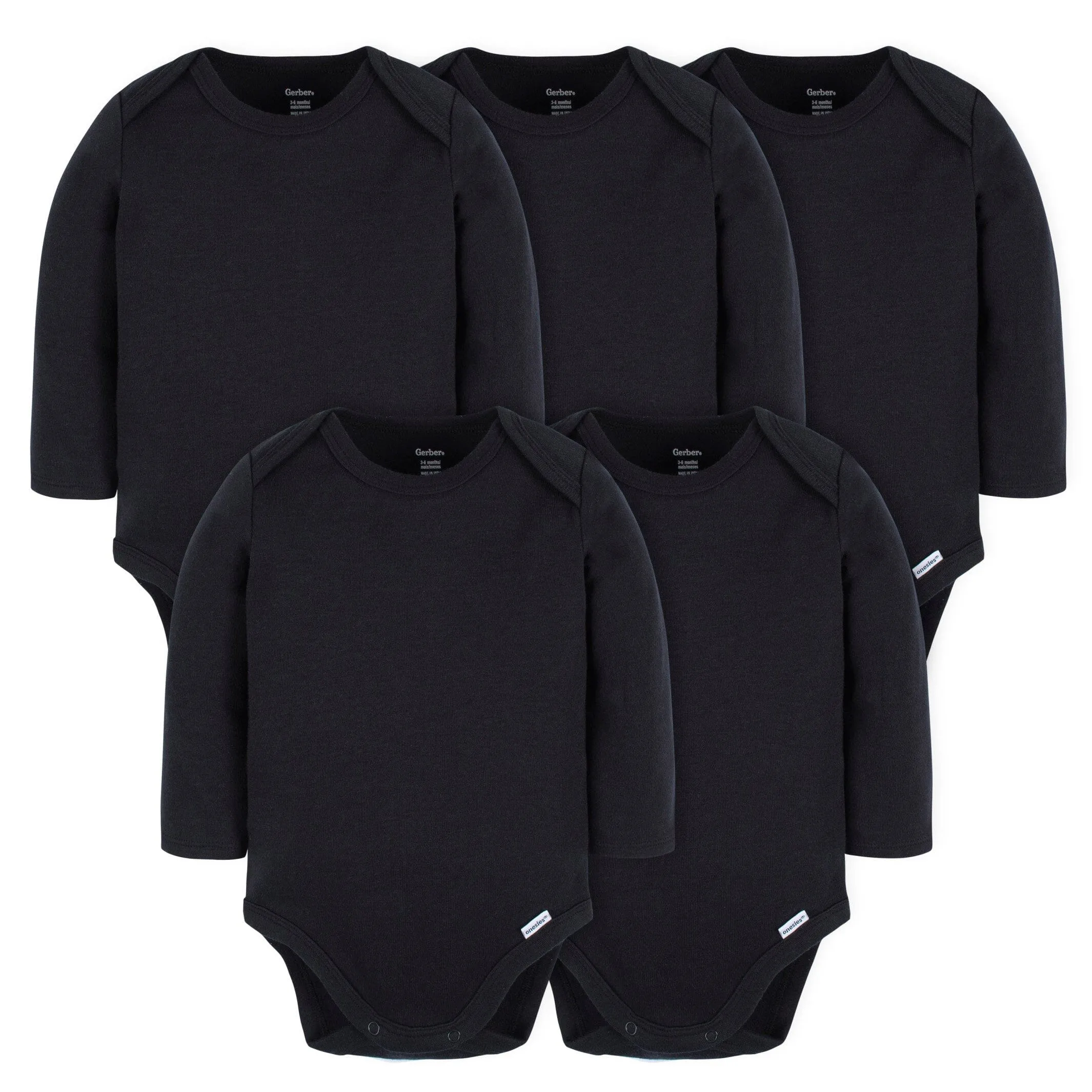 5-Pack Baby Black Premium Long Sleeve Onesies® Bodysuits