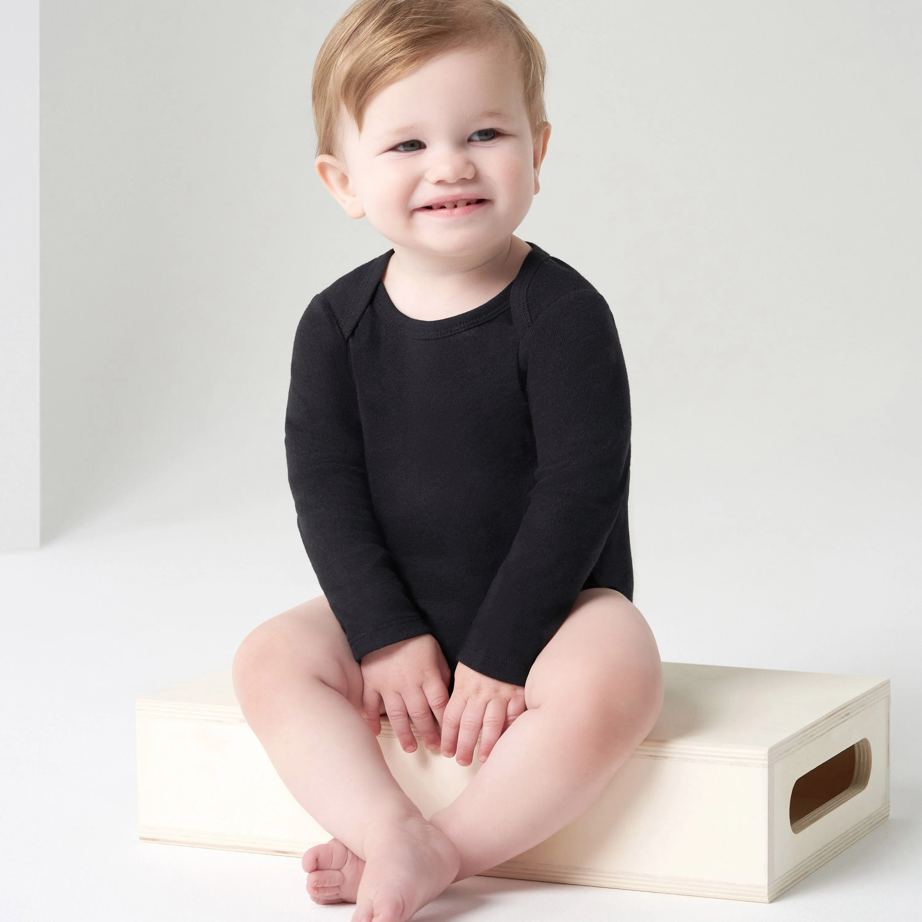 5-Pack Baby Black Premium Long Sleeve Onesies® Bodysuits