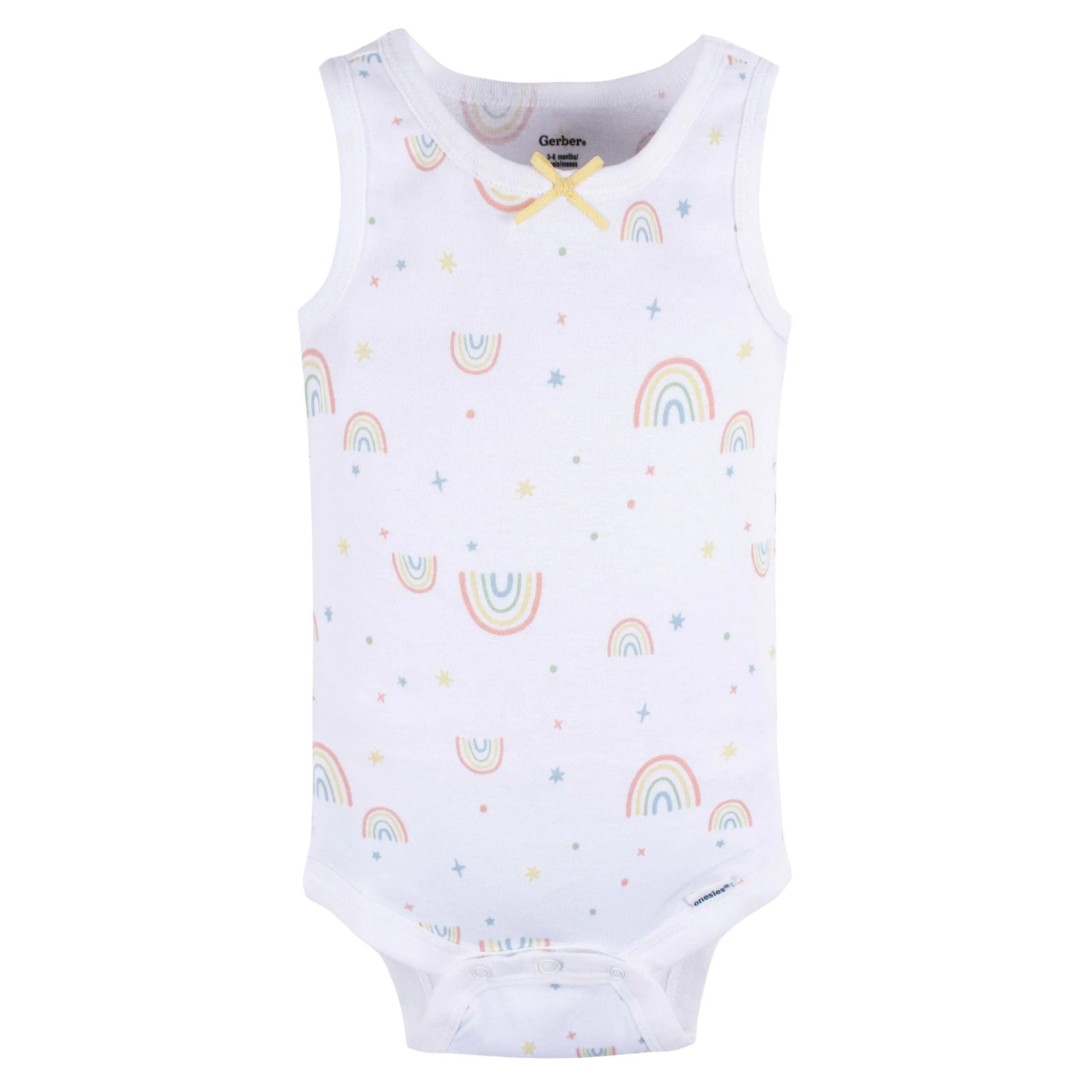 5-Pack Baby Girls Flowers & Rainbows Sleeveless Onesies® Bodysuits