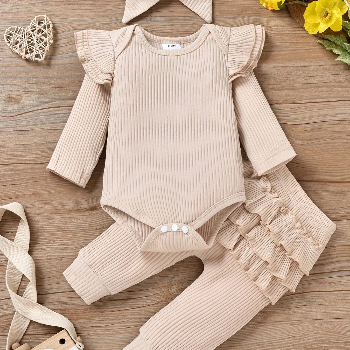 Adorable Infant Girls 3Pc Ruffle Outfits 018 Months