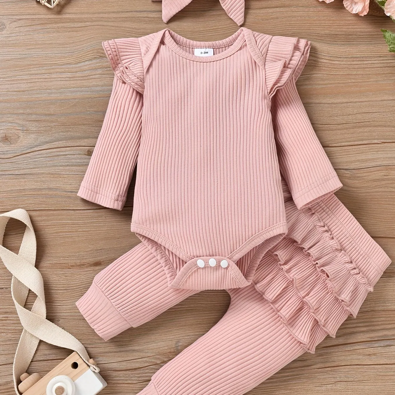 Adorable Infant Girls 3Pc Ruffle Outfits 018 Months