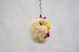 Alpaca Fur Keychain Beige Chicken