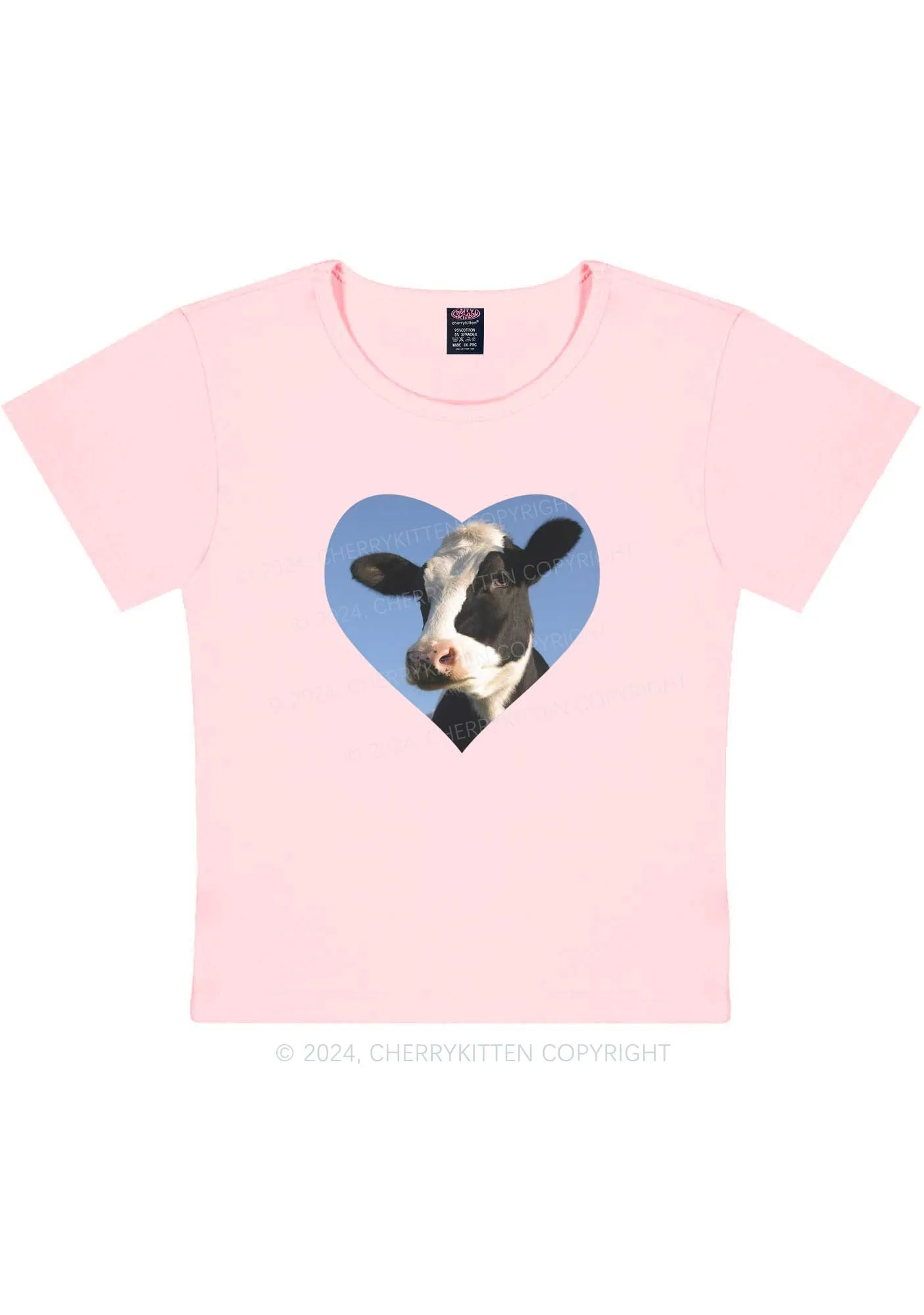 Attentive Cow Y2K Baby Tee Cherrykitten