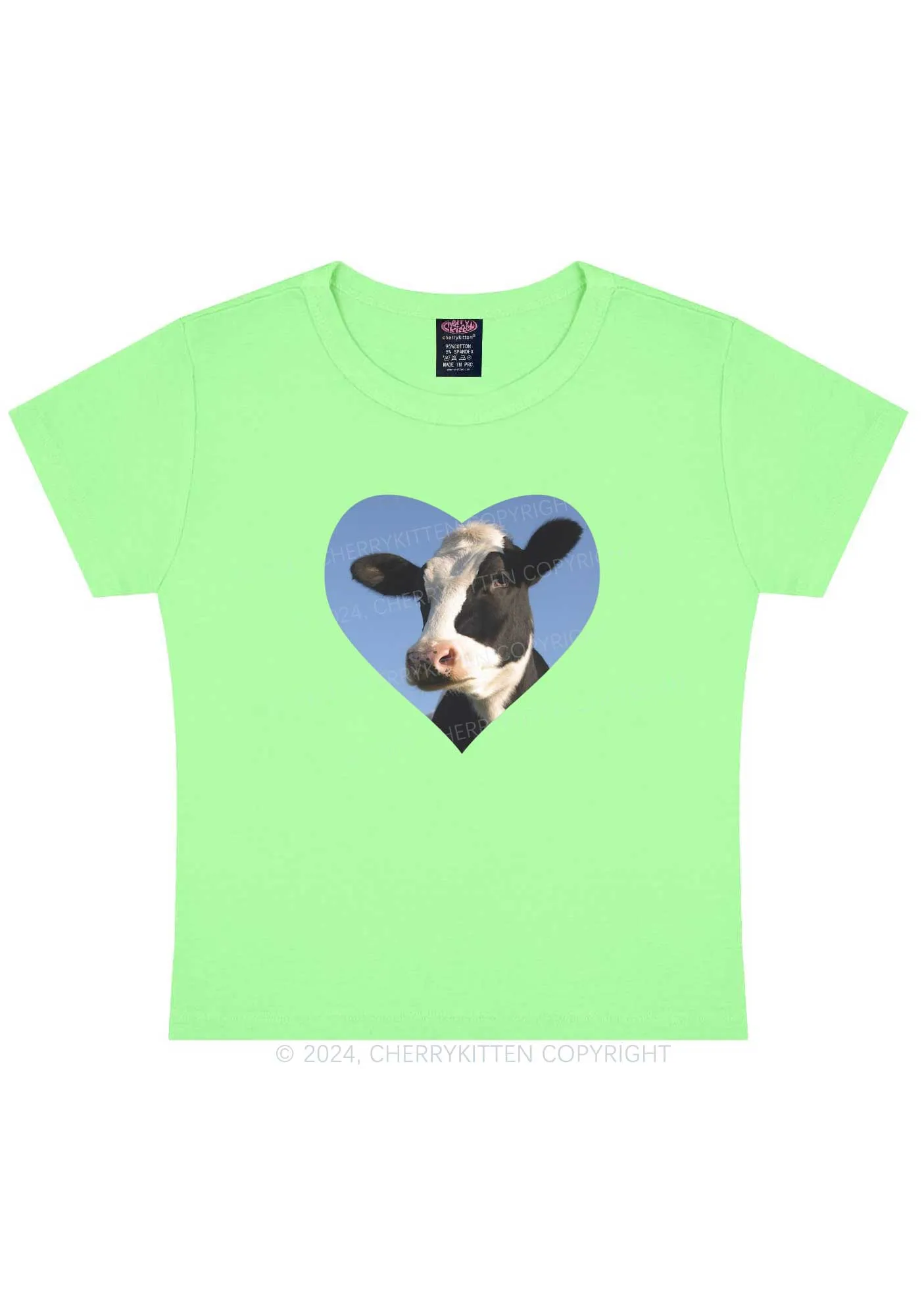 Attentive Cow Y2K Baby Tee Cherrykitten