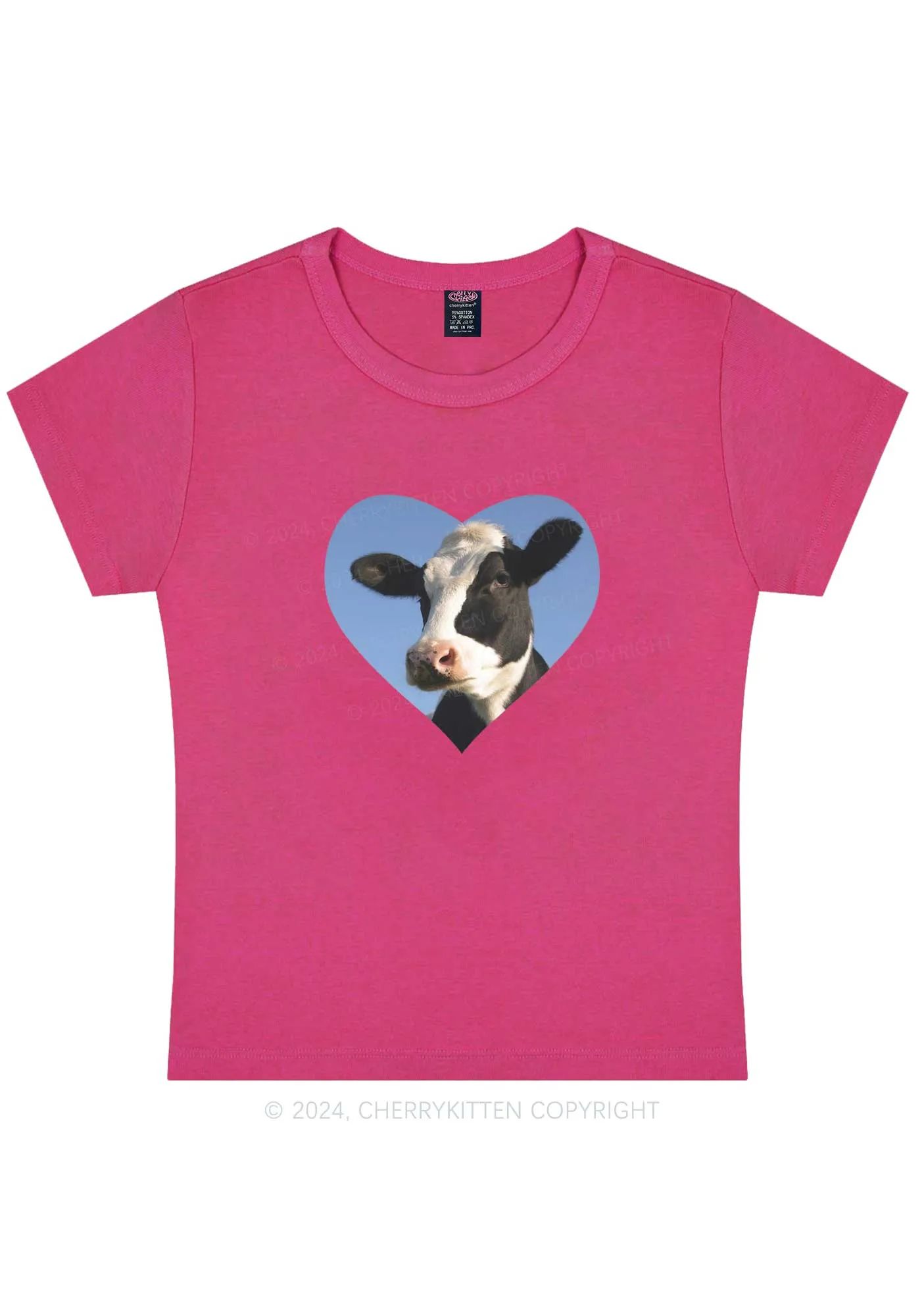 Attentive Cow Y2K Baby Tee Cherrykitten