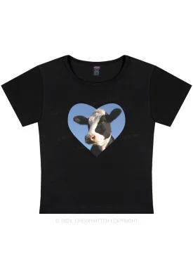 Attentive Cow Y2K Baby Tee Cherrykitten