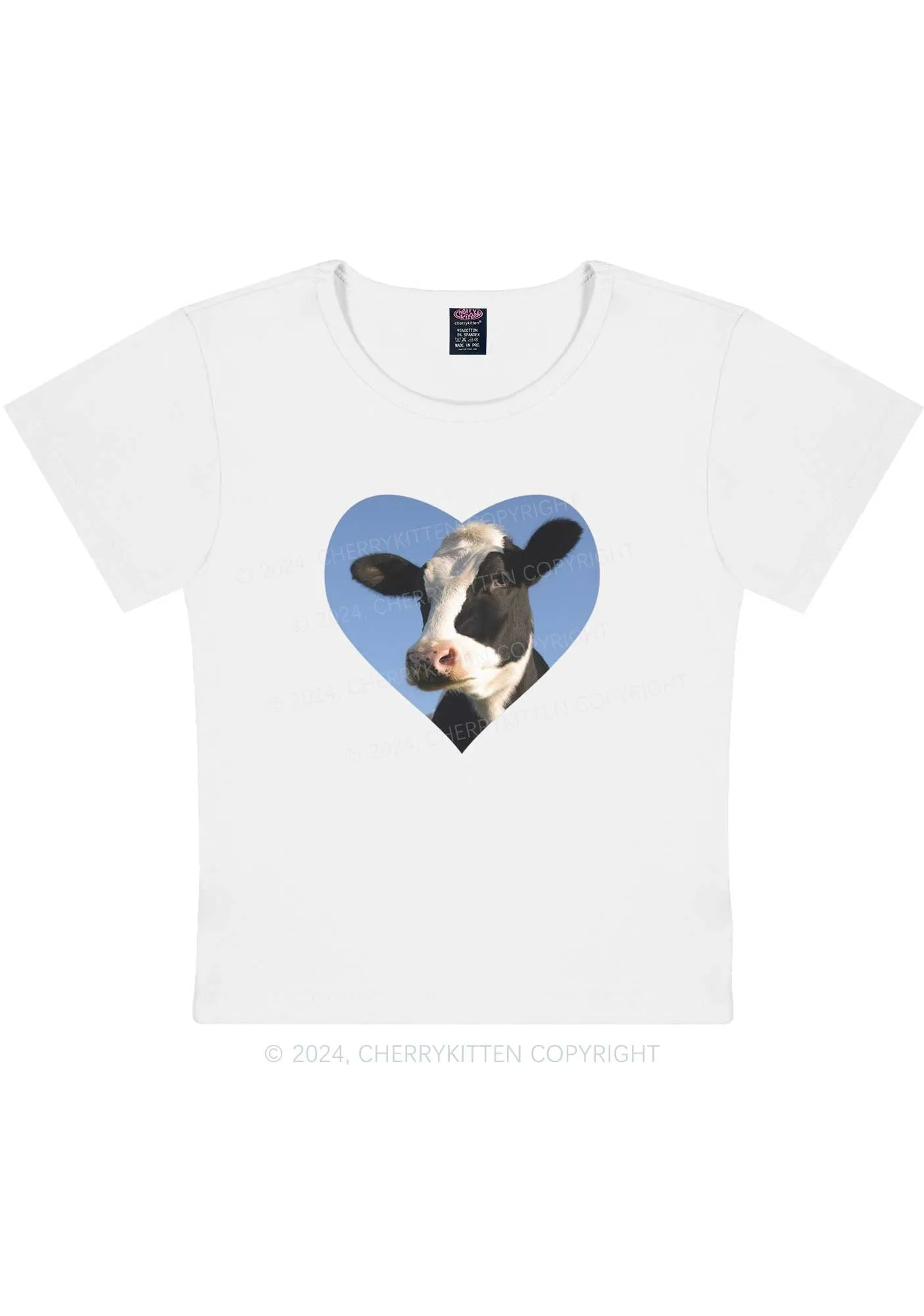 Attentive Cow Y2K Baby Tee Cherrykitten