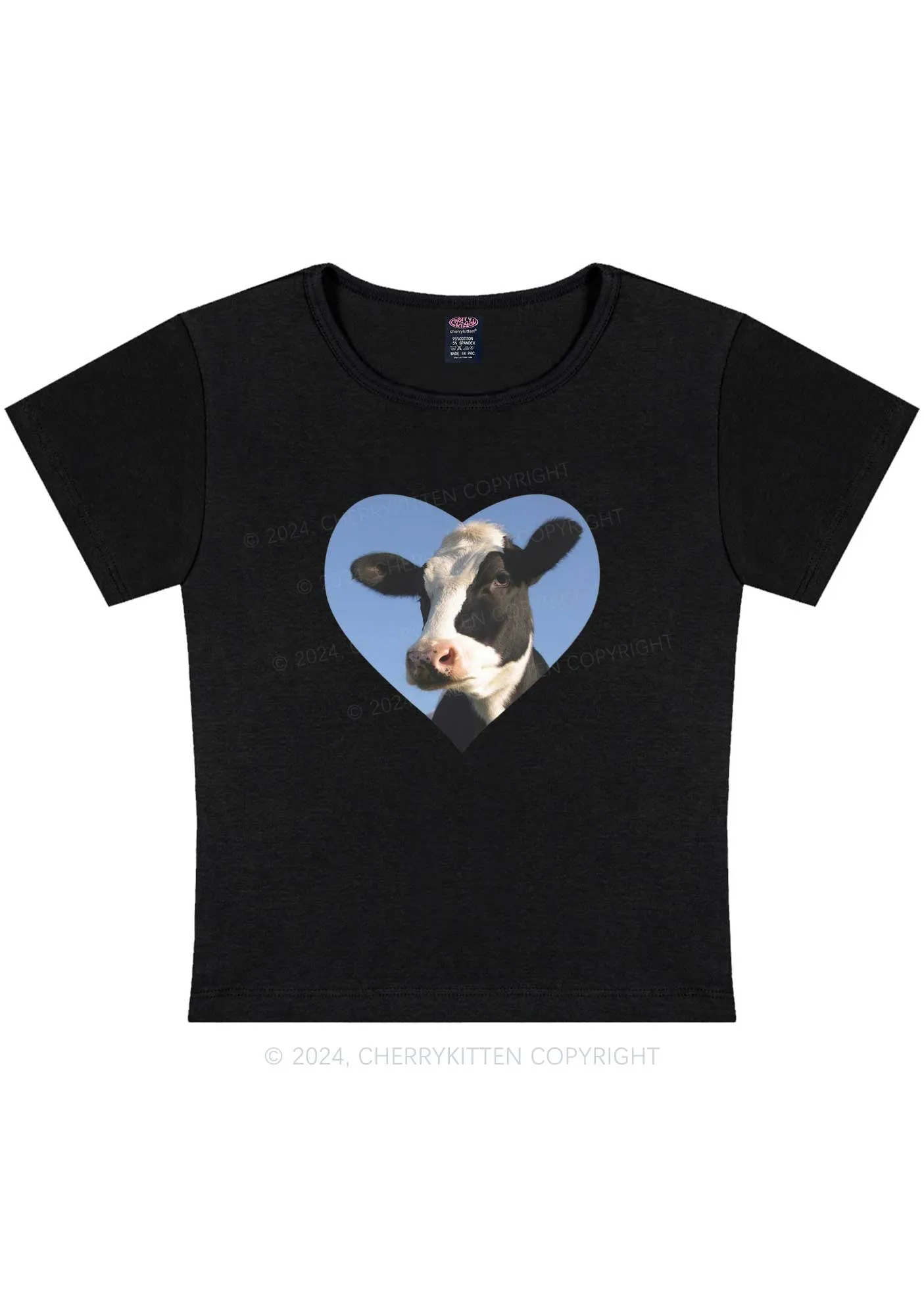 Attentive Cow Y2K Baby Tee Cherrykitten