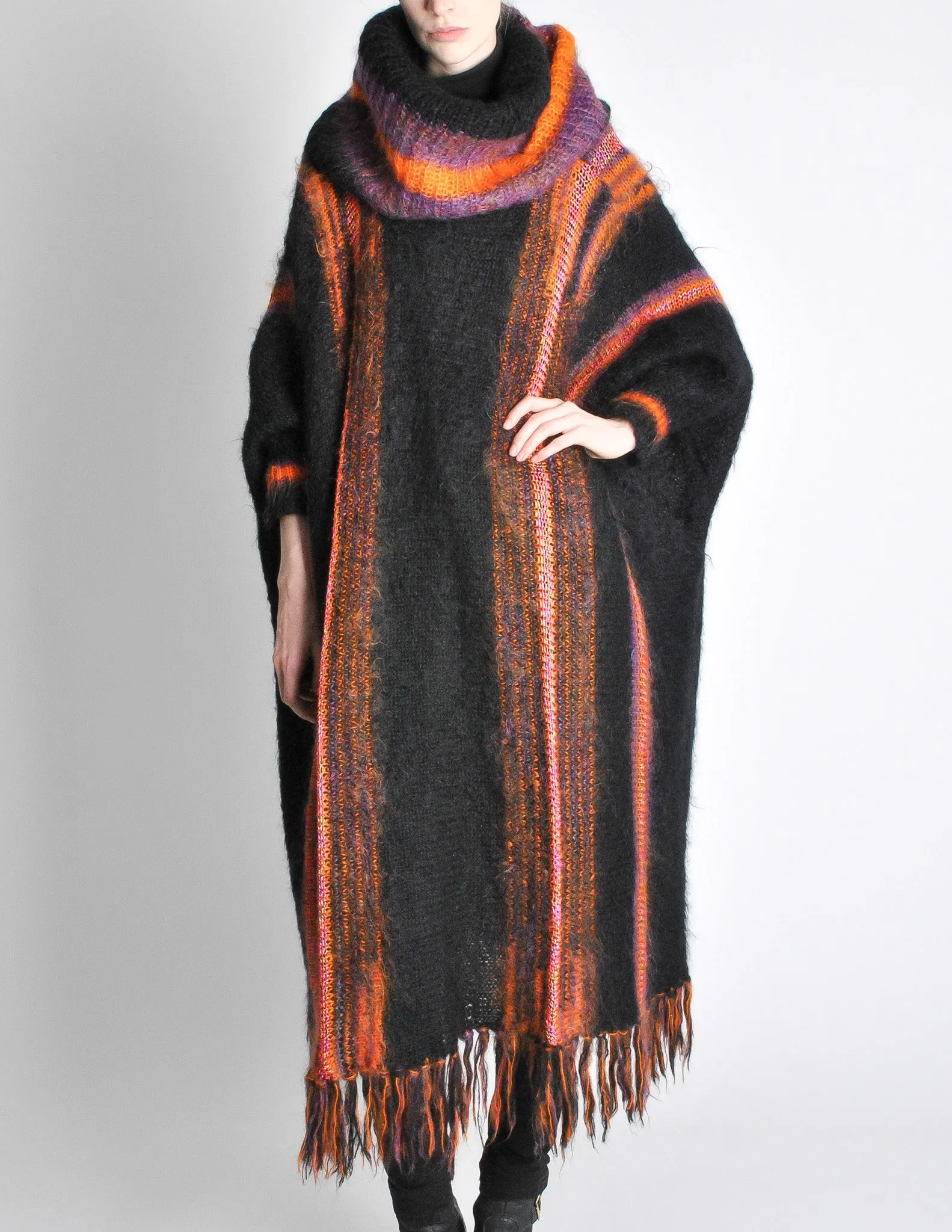 B. Altman & Co. Vintage Striped Knit Mohair Poncho