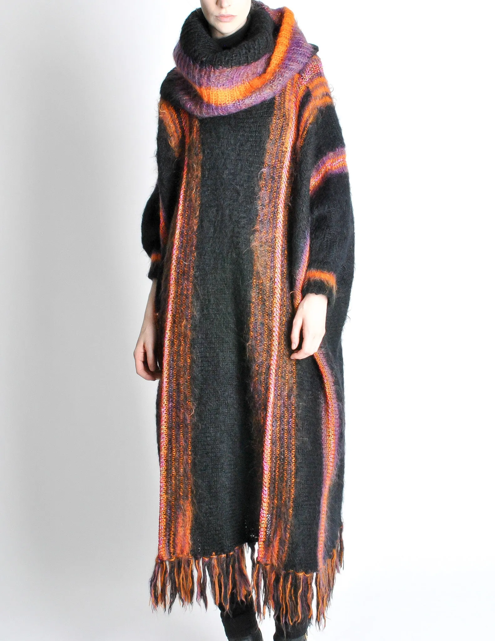 B. Altman & Co. Vintage Striped Knit Mohair Poncho