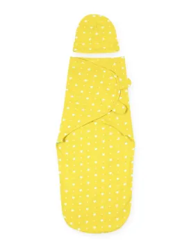 Baby Swaddle Blanket and Cap Set Yellow Star