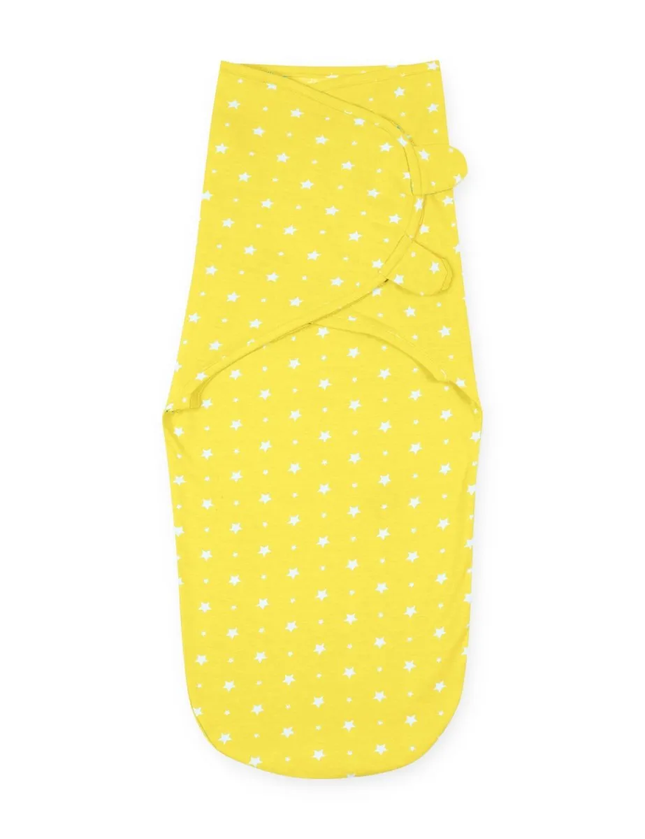 Baby Swaddle Blanket and Cap Set Yellow Star