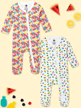 Baby Zipper Romper Combo Of 2: Fruitilicious-Berry Bites