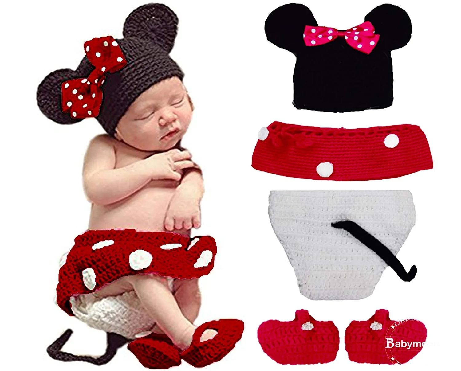 Babymoon Character Newborn Photography Crochet Outfit Costume - Red