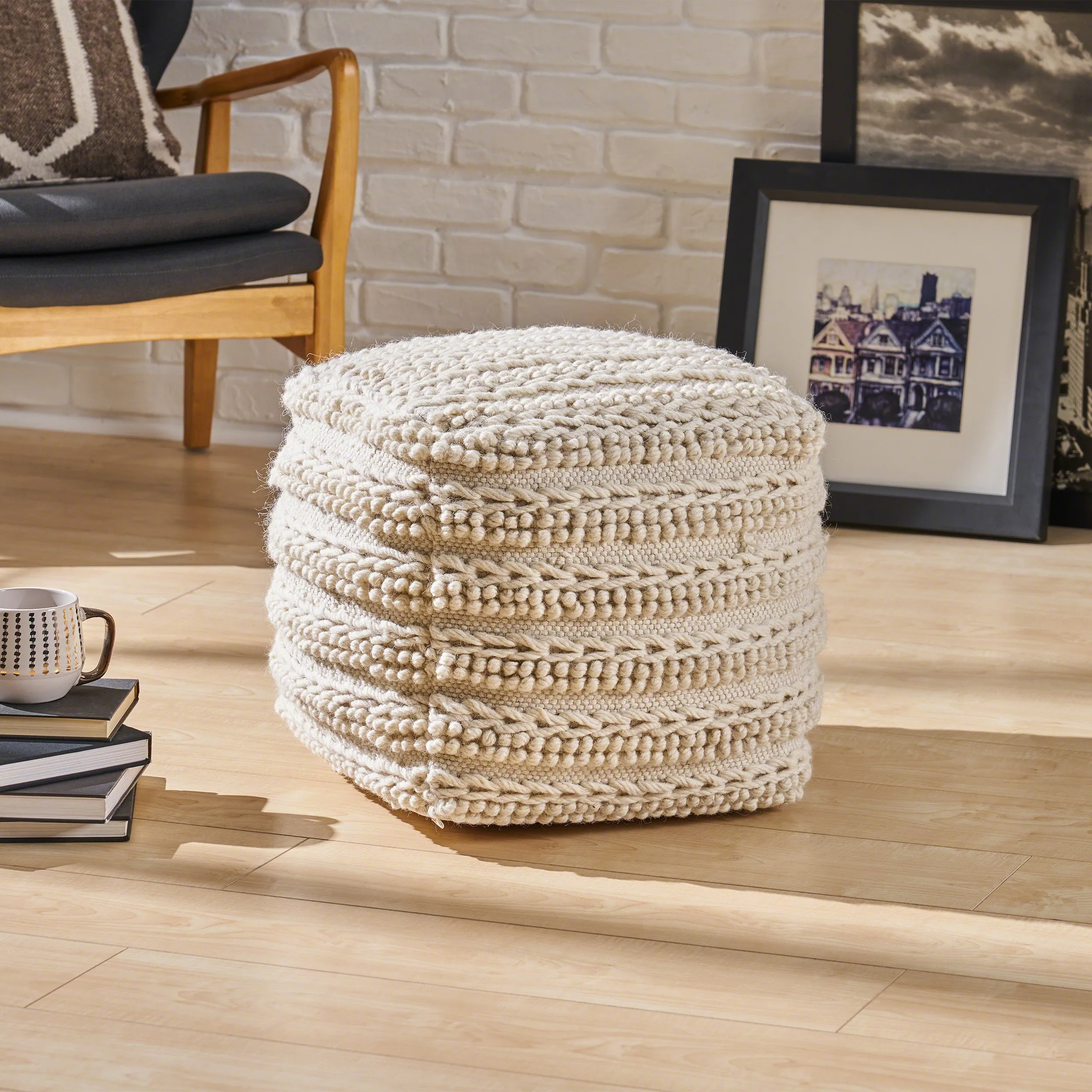 Ben Boho Wool Pouf