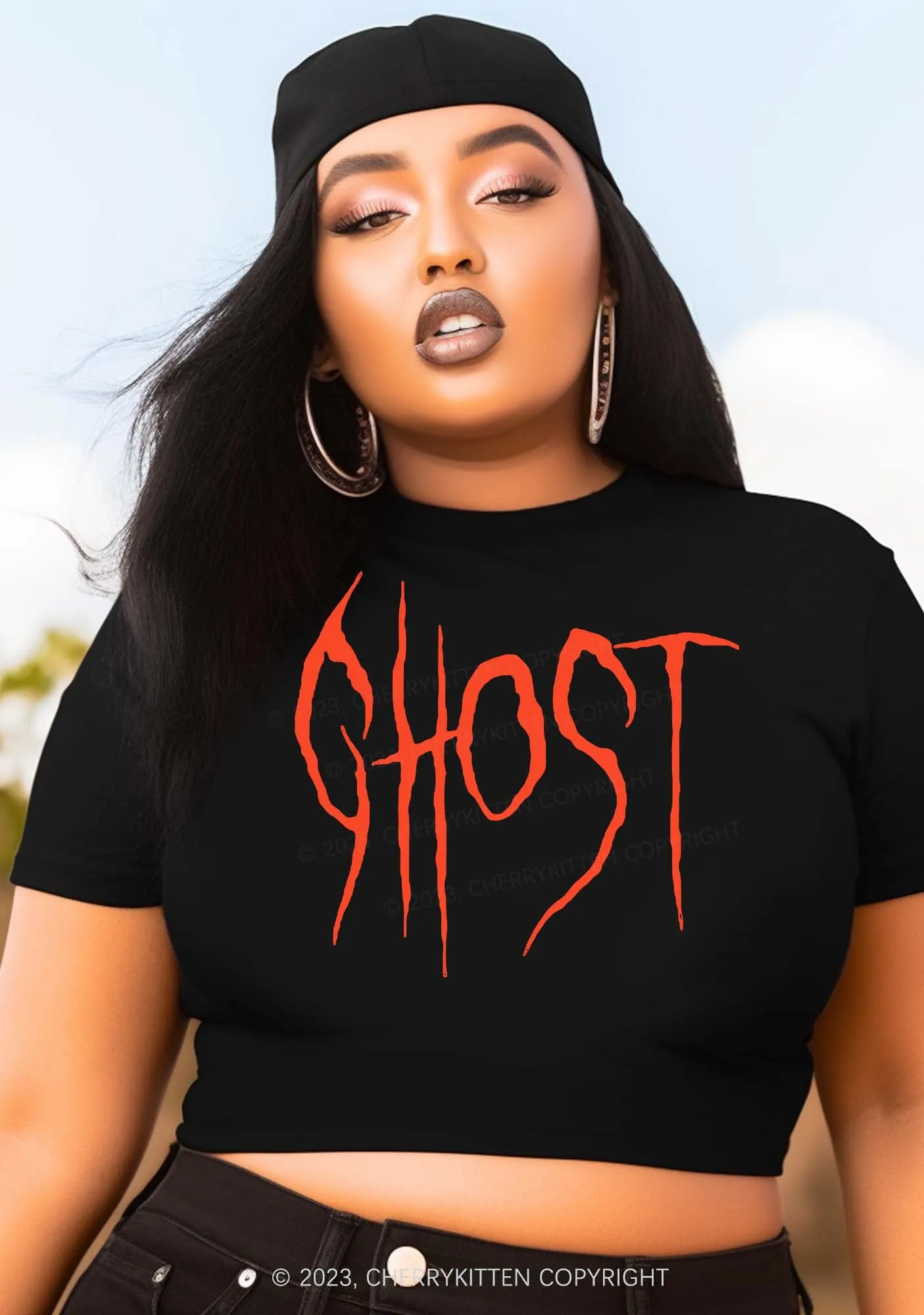 Bloodstain Ghost Halloween Y2K Baby Tee Cherrykitten