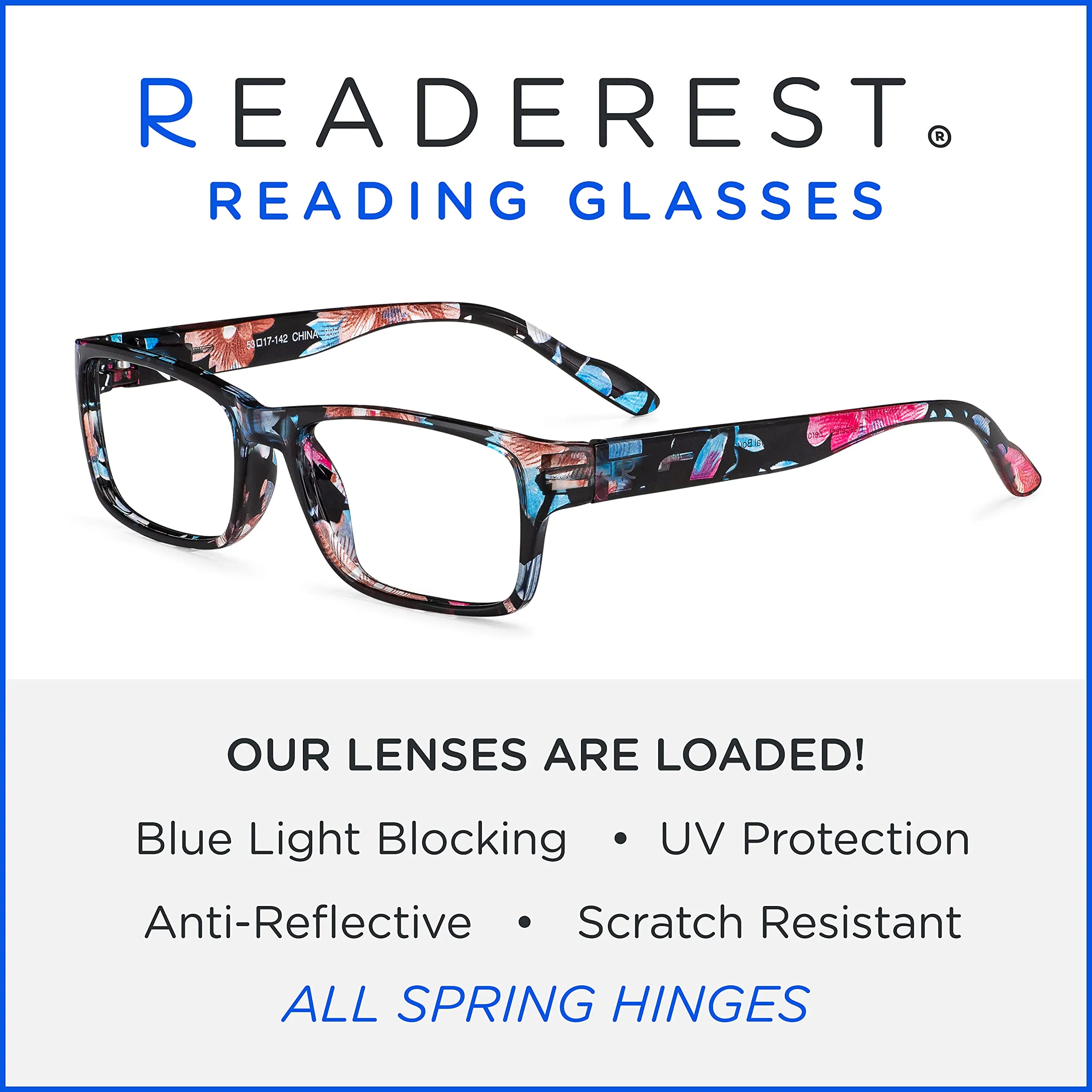 Blue-Light-Blocking-Reading-Glasses-Floral-0-50-Magnification Anti Glare