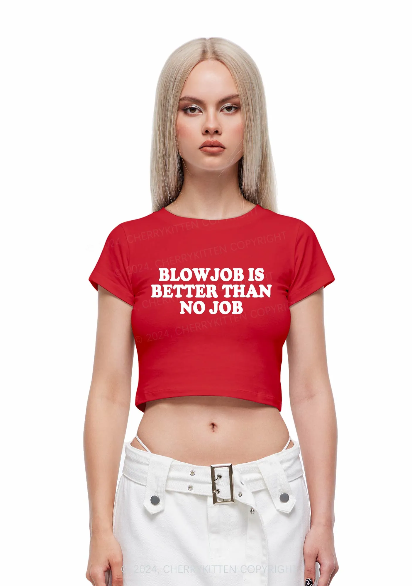 Blxwjob Is Better Y2K Baby Tee Cherrykitten