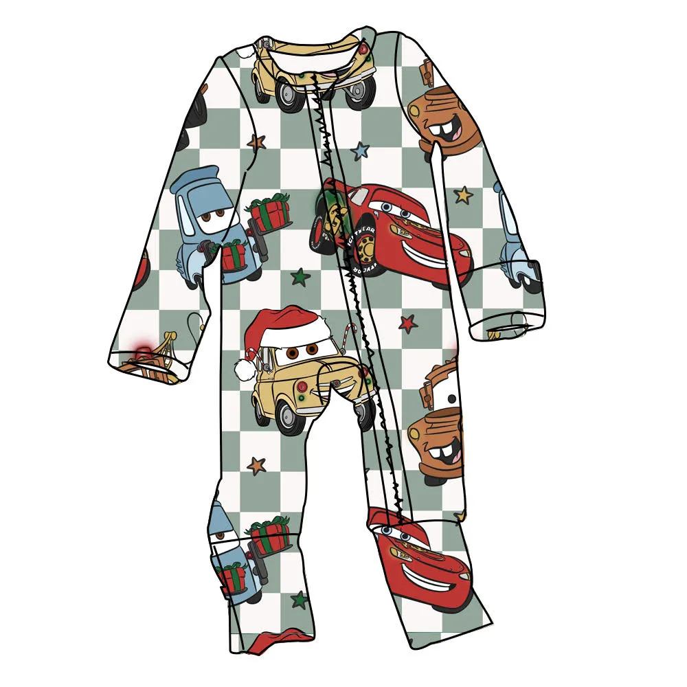 Christmas Zippies Sleepers - Green Checker Cars