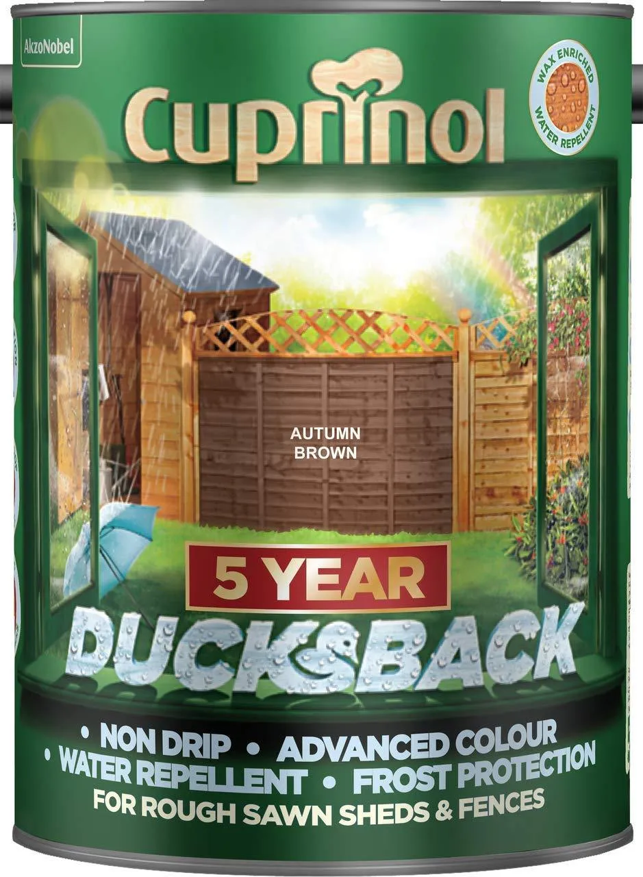 Cuprinol Ducksback 5 Year Waterproof for Sheds and Fences - Autumn Brown 5 Litre