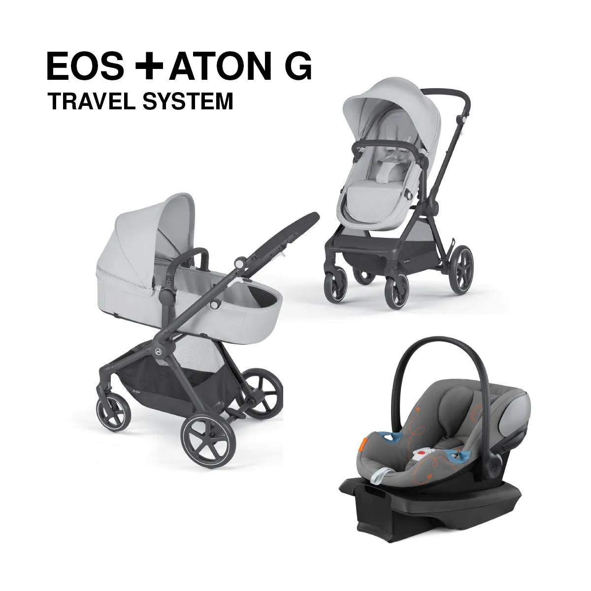 Cybex EOS 5-in-1 Travel System Stroller   Lightweight Aton G Infant Car Seat