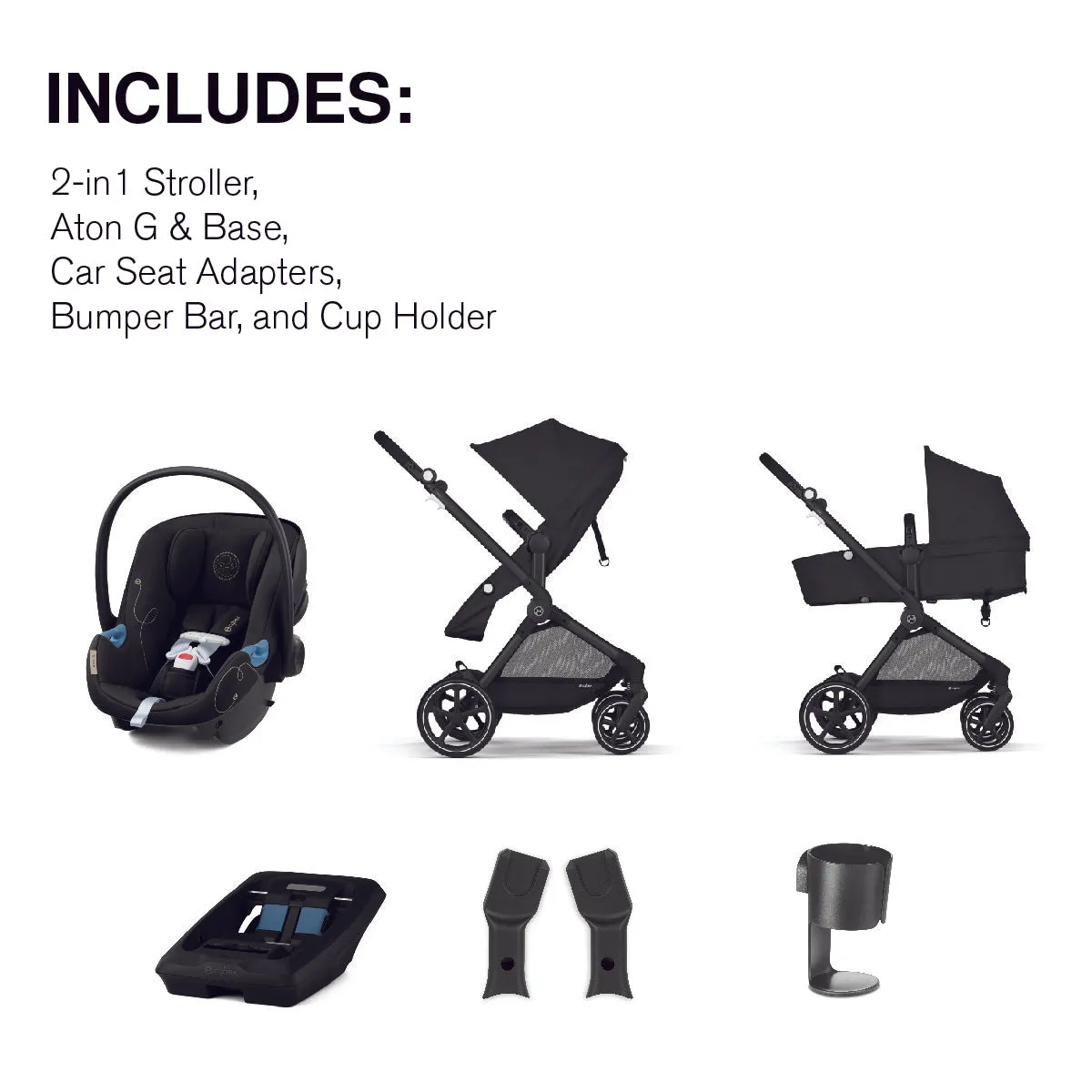 Cybex EOS 5-in-1 Travel System Stroller   Lightweight Aton G Infant Car Seat