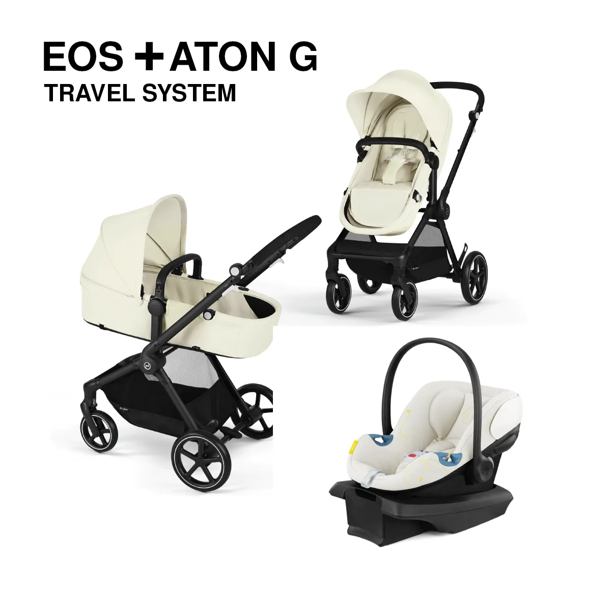 Cybex EOS 5-in-1 Travel System Stroller   Lightweight Aton G Infant Car Seat