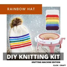 DIY Knitting Machine Kit - Rainbow Hat