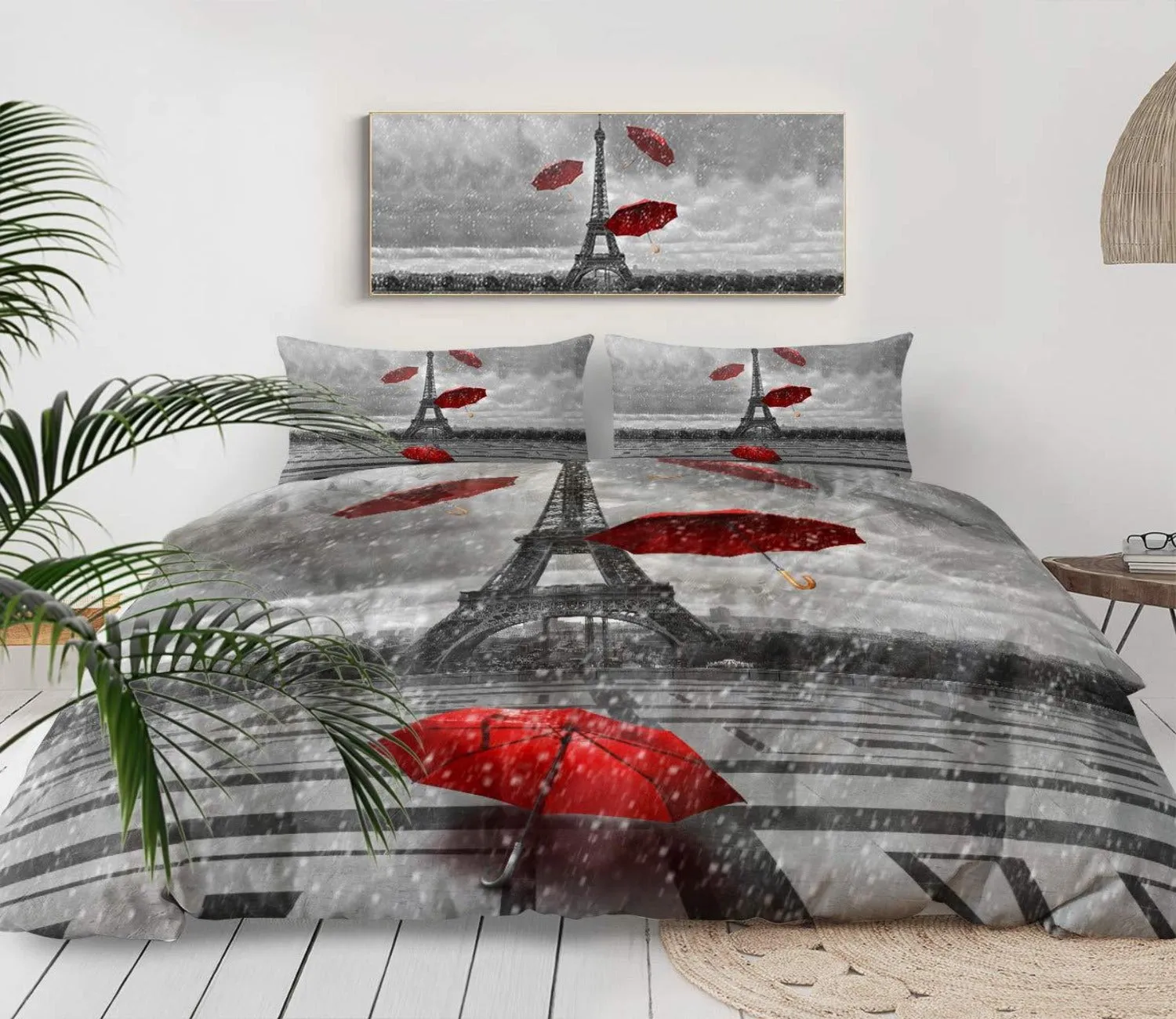 Eiffel Tower France Bedding Comforter Cover 3 pcs Duvet Cover Set