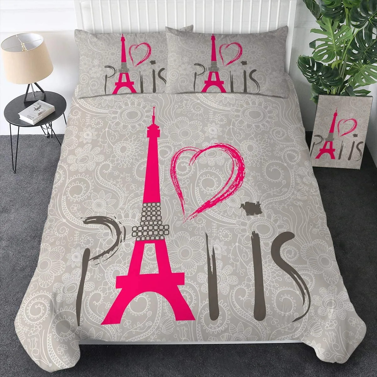 Eiffel Tower France Bedding Comforter Cover 3 pcs Duvet Cover Set