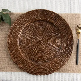 Faux Rattan Braided Acrylic Charger Plate - Brown