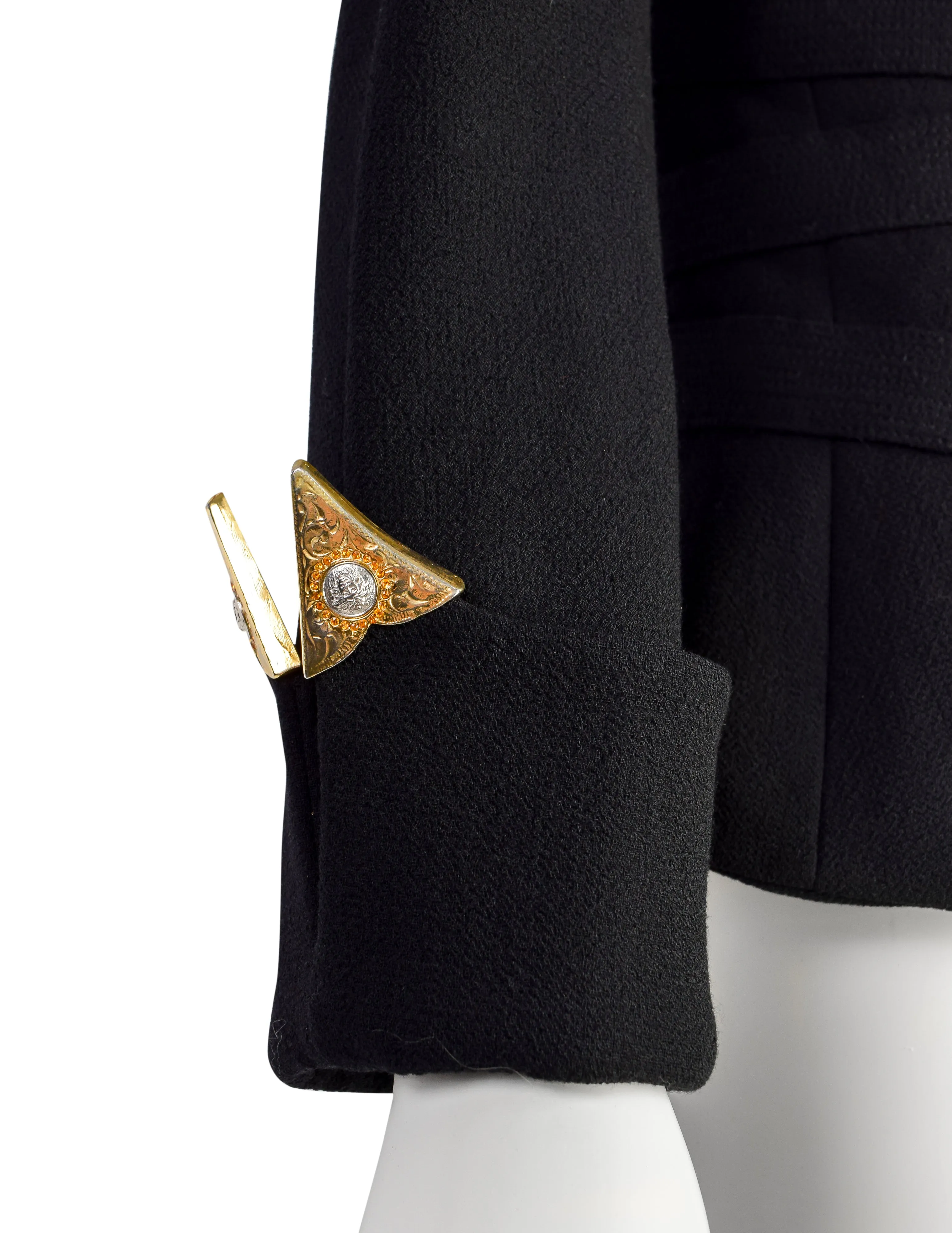 Gianni Versace Couture Vintage AW1992 'Miss S&M' Collection Western Inspired Black Wool Jacket