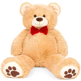 Giant Plush Teddy Bear Stuffed Animal w/ Bow Tie, Paw Prints - 35in