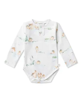 Girl's Organic-cotton Duck Pond Bodysuit (long-sleeved)