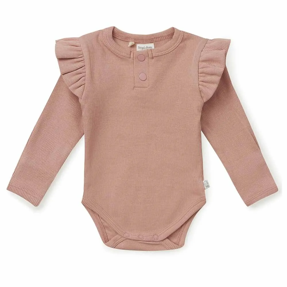 Girl's Organic-cotton Rose Pink Bodysuit (long-sleeved)