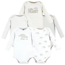 Hudson Baby Cotton Long-Sleeve Bodysuits, Neutral Elephant