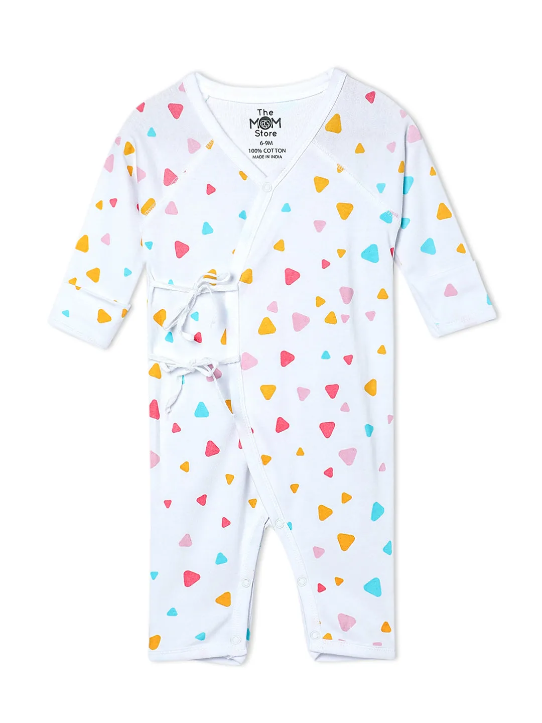 Jabla Infant Romper Combo Of 3: Rainbow Dazzler-Hearts And Fluffs-Triangles