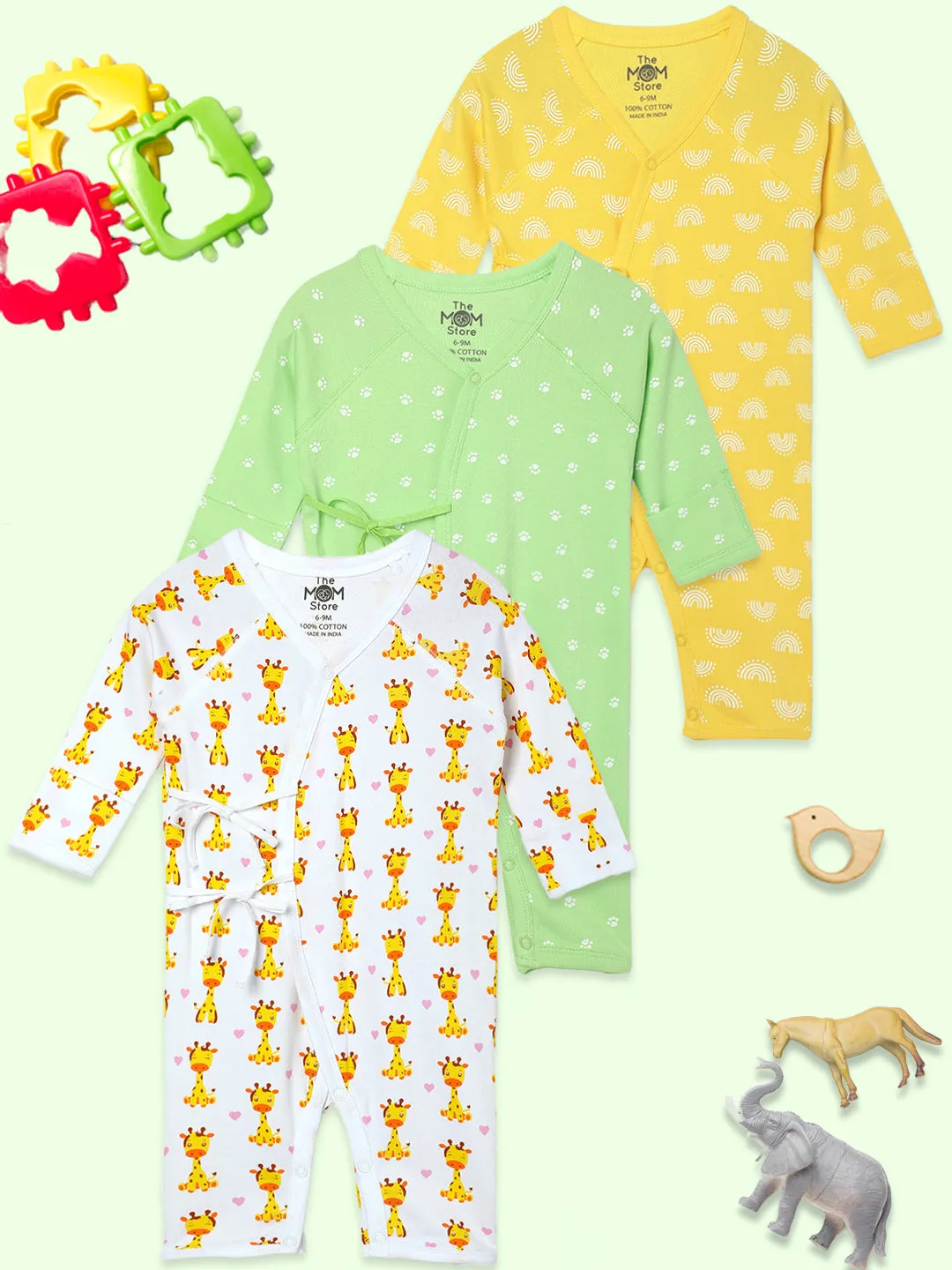 Jabla Infant Romper Combo Of 3: The Sun Crown-Staying Pawsitive-Get On My Level