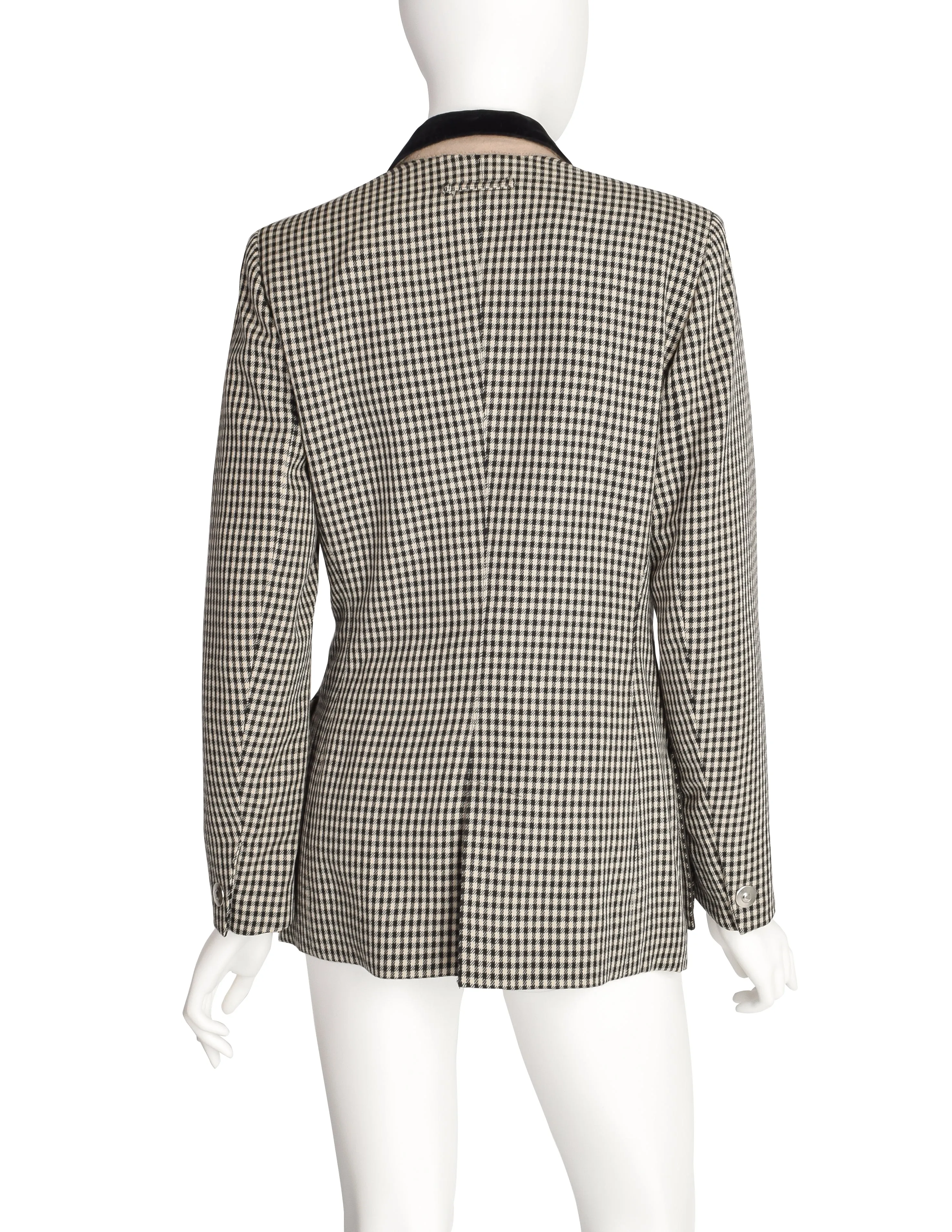 Jean Paul Gaultier Vintage AW 1992 Iconic Black White Houndstooth Accessories Blazer Jacket