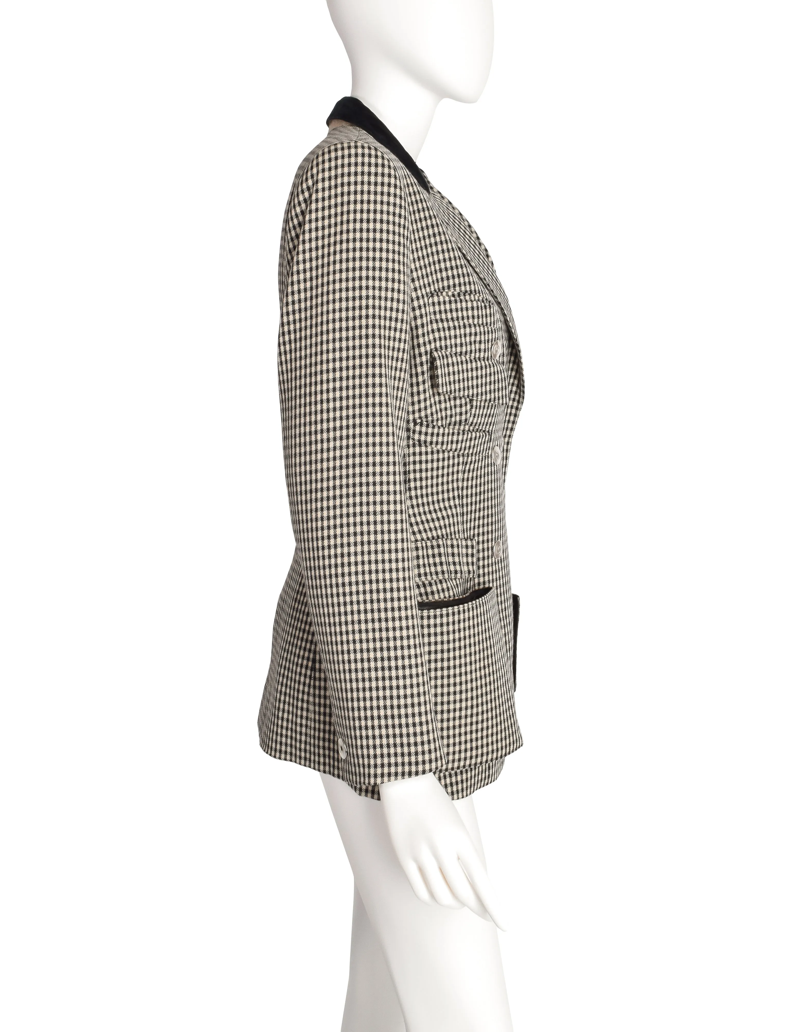 Jean Paul Gaultier Vintage AW 1992 Iconic Black White Houndstooth Accessories Blazer Jacket